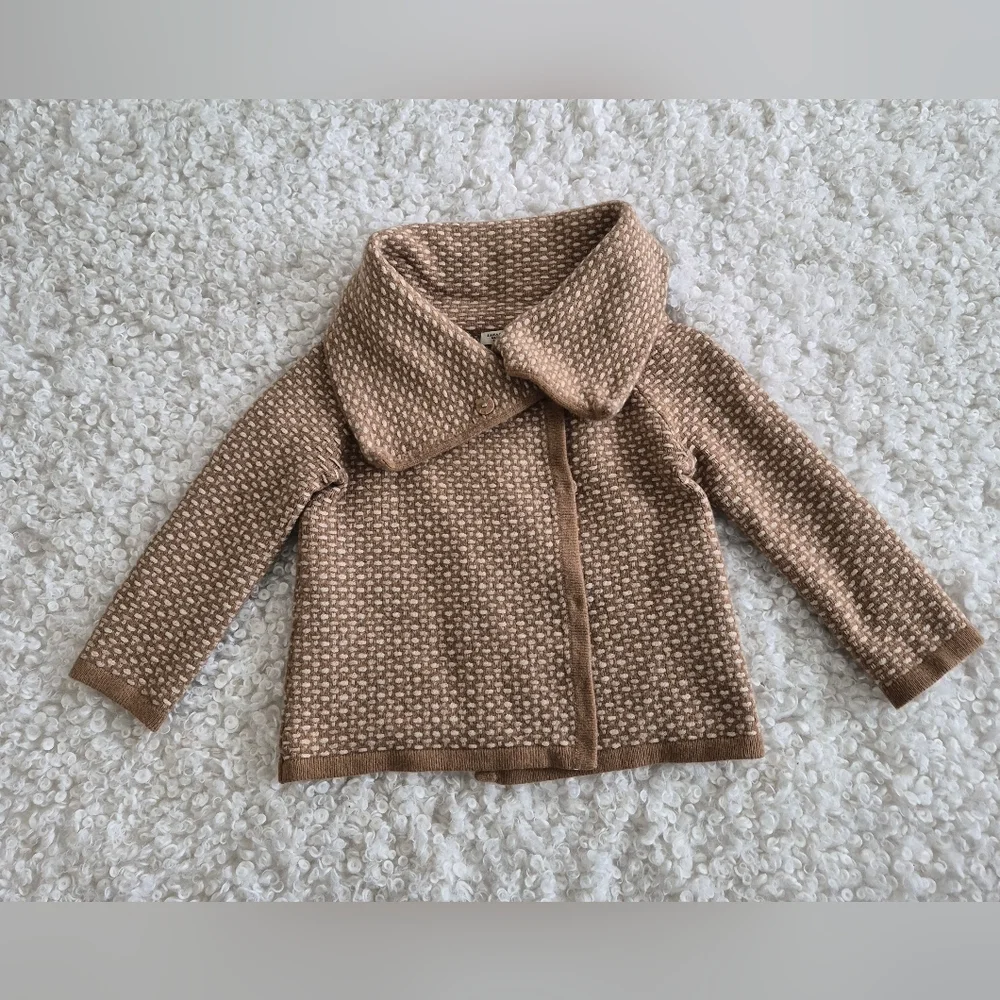 Banana Republic Italian Yarn Wool Cashmere M Cropped Cardigan Funnel Neck Office - Picture 2 of 14